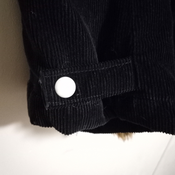 Disneyland Resort L Corduroy Fur Trim Snap Park Jacket in Black Brown - Picture 7 of 12